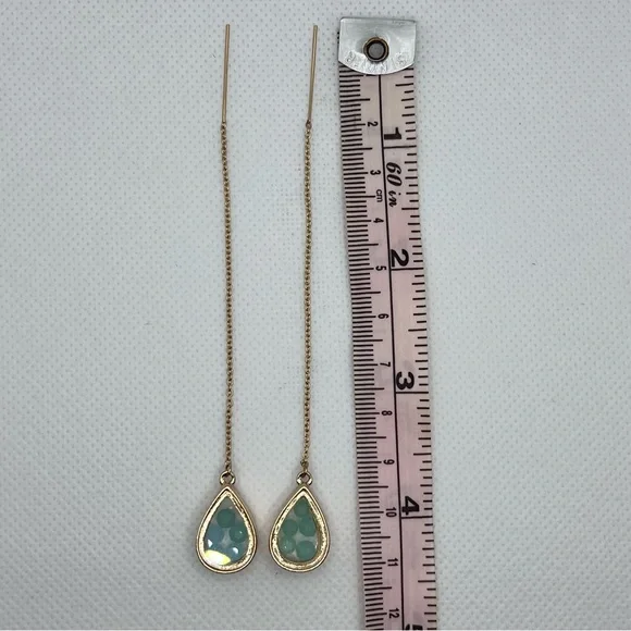 Elegant Gold and Turquoise Threaded Drop Earrings - Picture 3 of 3